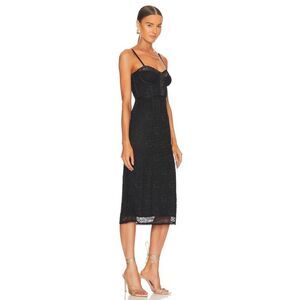 Jonathan Simkhai xRevolve Roslyn Bustier Lace Midi Dress, Black, NWT, Size L